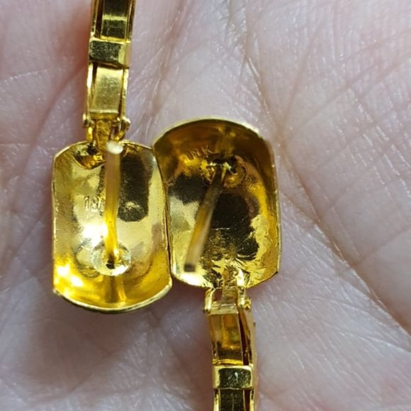 Two toned gold earring (yellow and white) - Picture 3 of 10